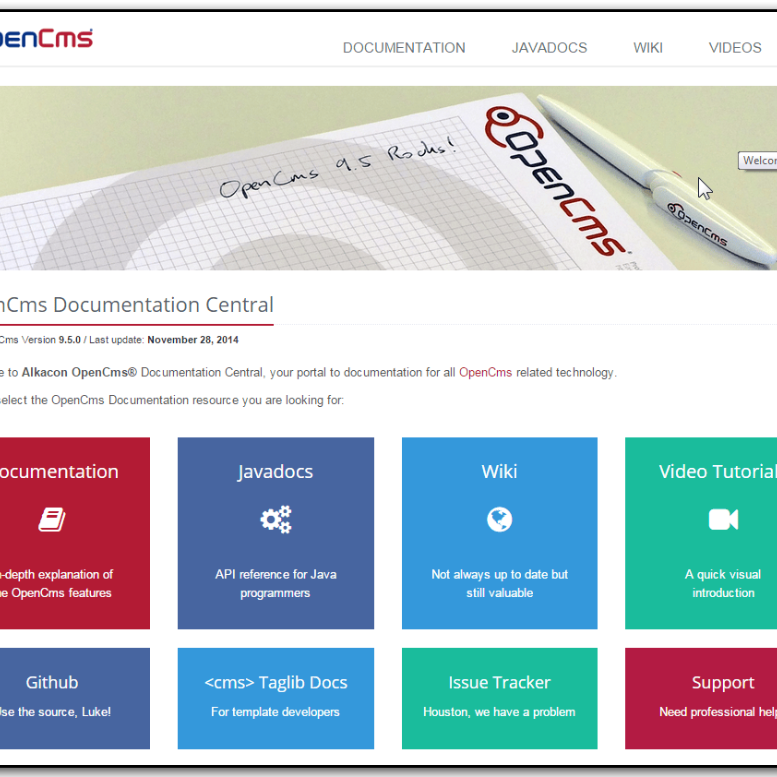 The new OpenCms documentation website