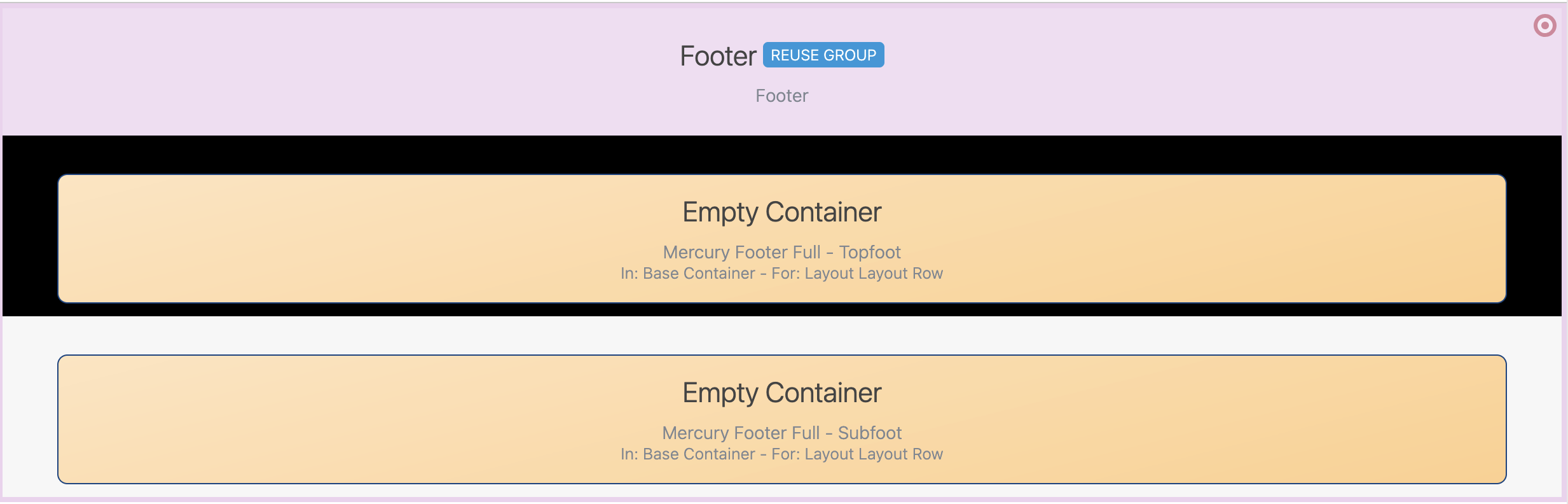 Container structure of the footer