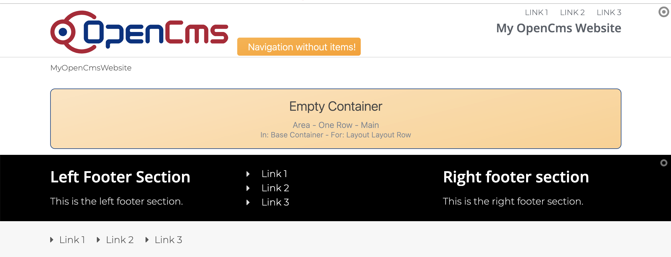 The final template model with header and footer