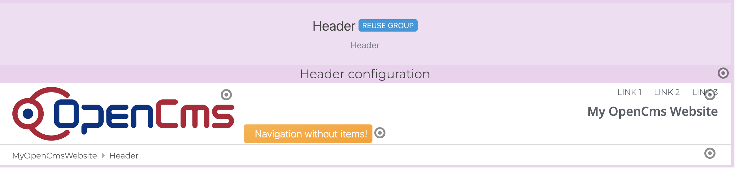 Add content to the header model group
