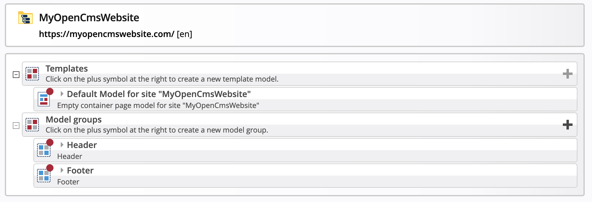 Setting up header & footer groups and the template model