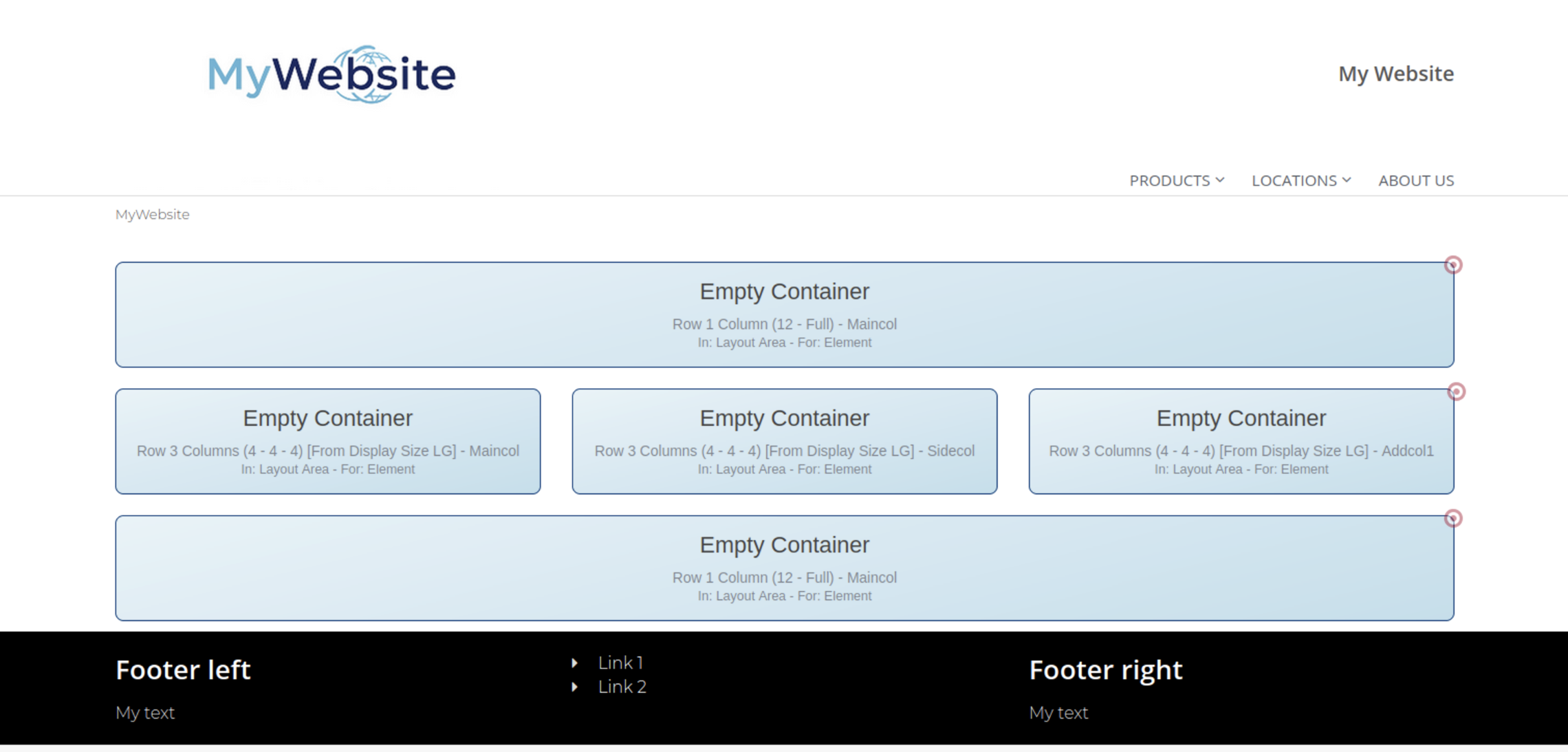 Row structure on page