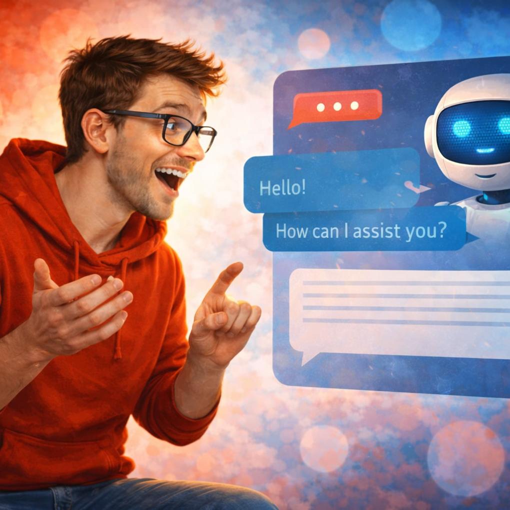 Man communicates with ChatBot