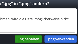 Image Upload: Warning when changing the file extension