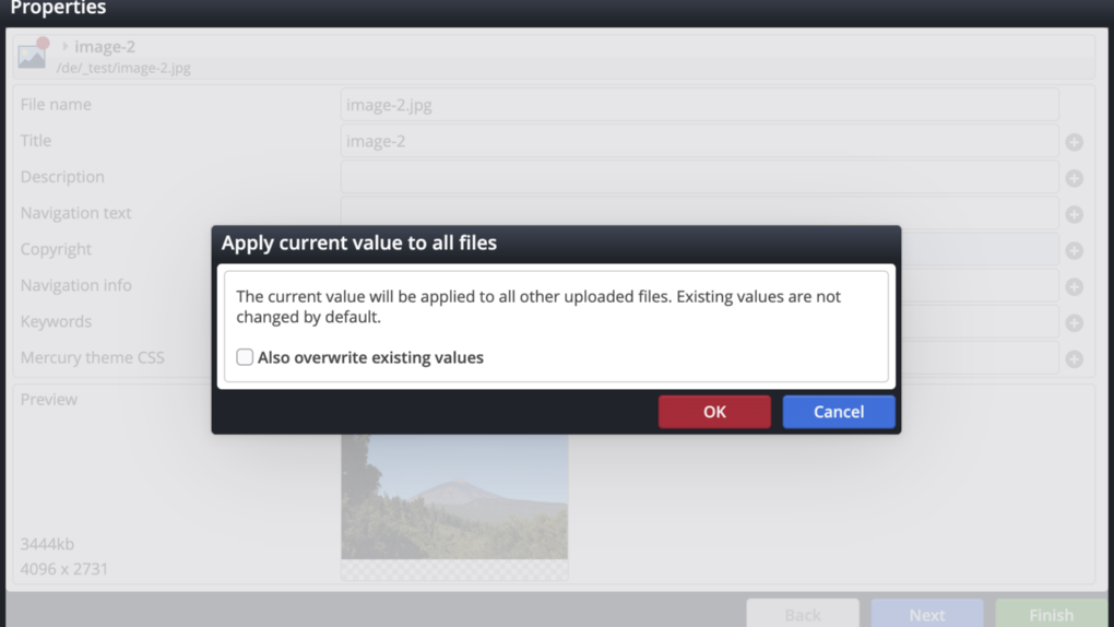 Set Property Set properties for multiple images at once during upload