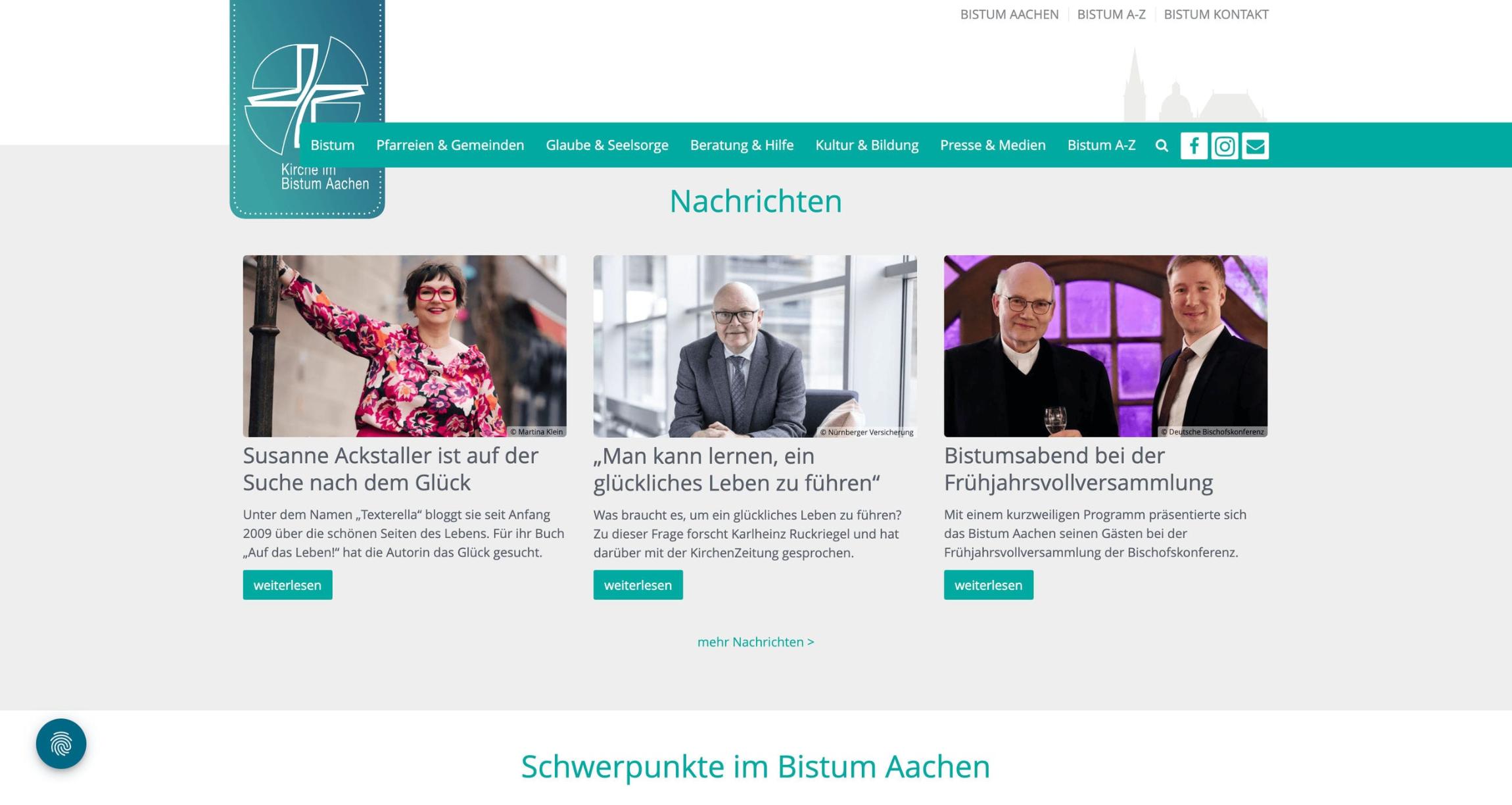 Homepage des Bistums Aachen